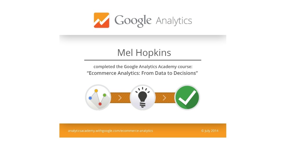 image for Certificate for Google Analytics