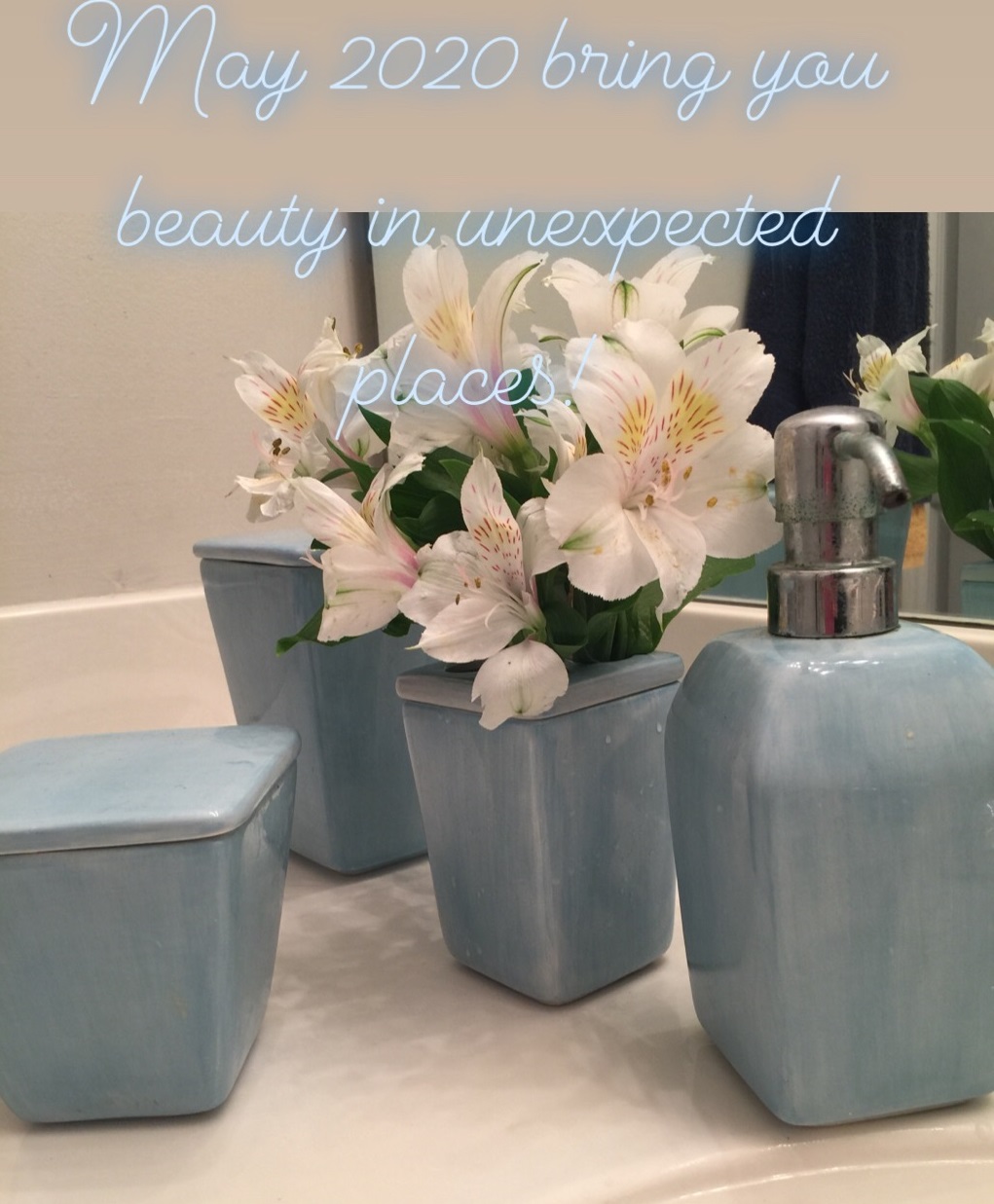 image of flowers in toothbrush holder